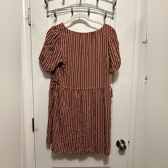 Loft striped dress with side ties boho Women’s size 4 V-neck - Picture 5 of 16